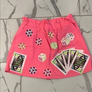 Queen of Sparkles Pink Vegas Gambling Skort Size Medium